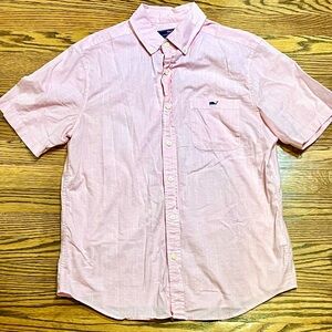 Vineyard Vines Mens Classic Fit Tucker Short Sleeve Seersucker Pink Shirt Size M